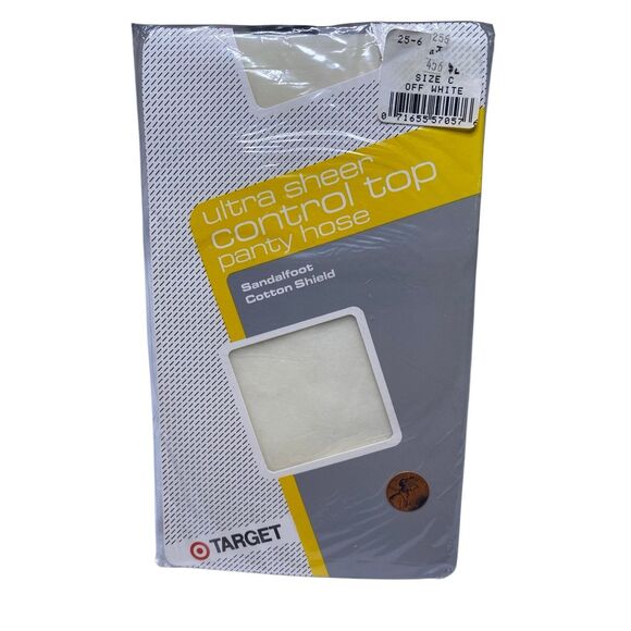 Target Ultra Sheer Control Top Pantyhose Off White Size C Sandalfoot Formal - Picture 1 of 4